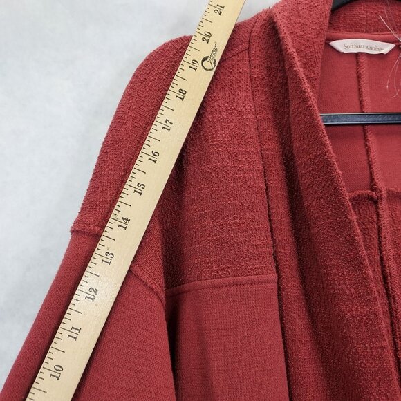 Soft Surroundings Cardigan Women Petite L/XL Open Front Pockets Slub Cotton Ocre - Picture 13 of 14